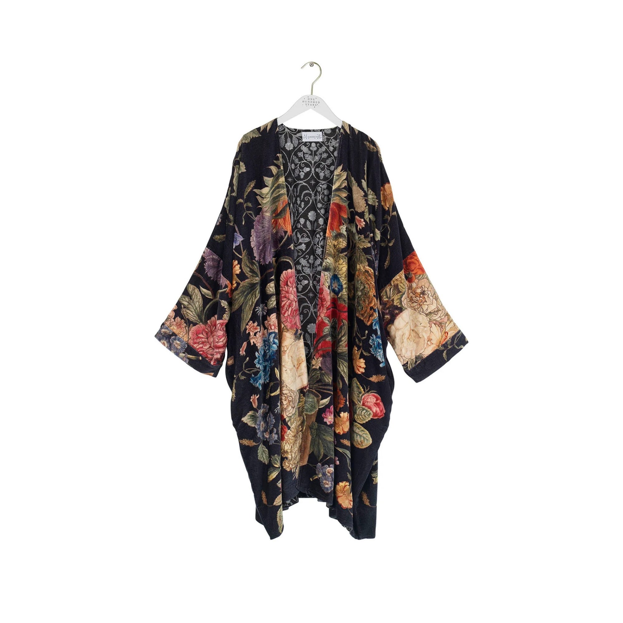 Floral patterned kimono on a white background