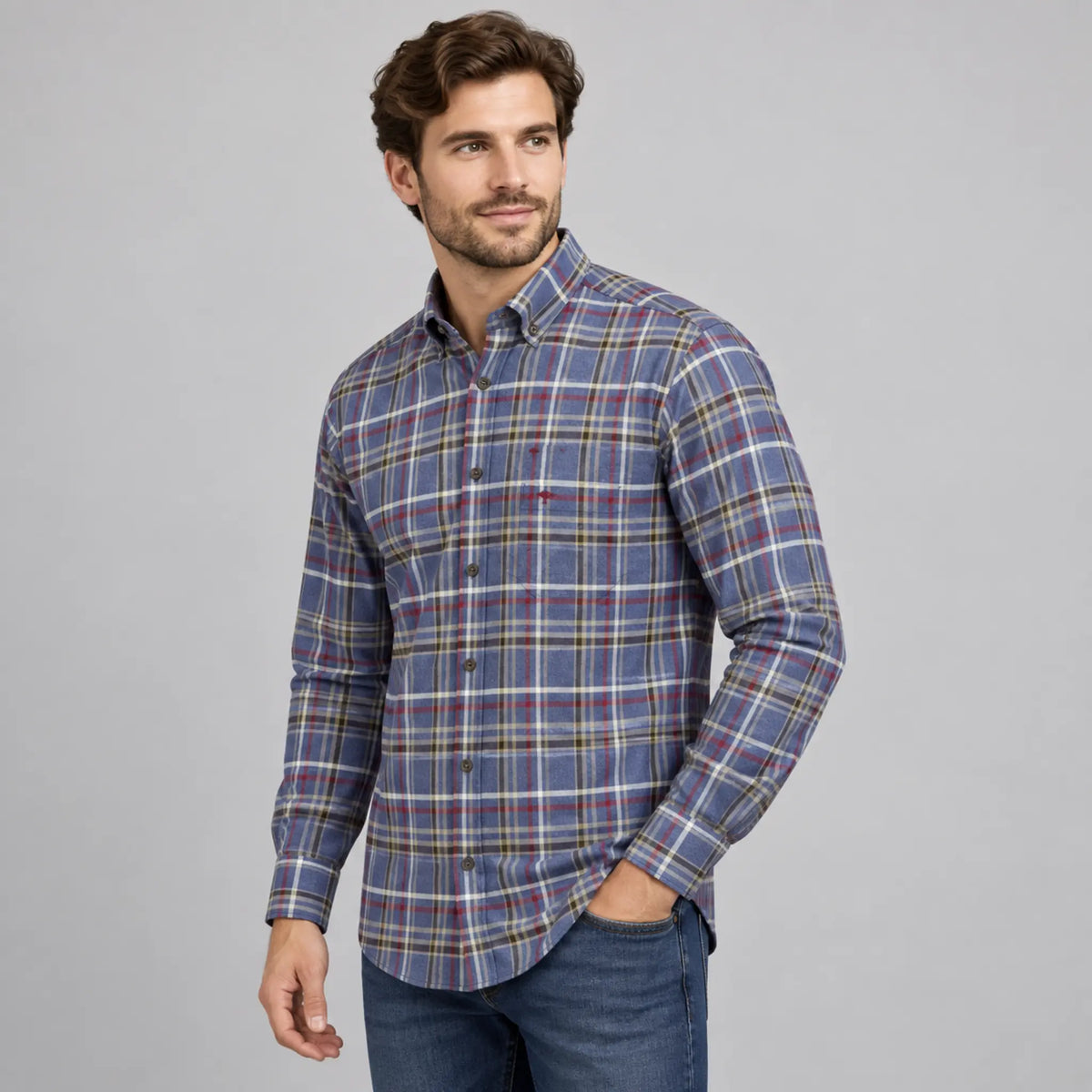 Fynch-Hatton Premium Flannel Shirt - Ink Blue 16108860