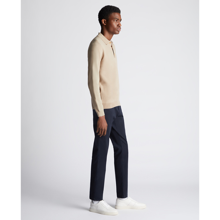 Remus Uomo Relaxed Fit Long Sleeve Polo Shirt 58690 Stone