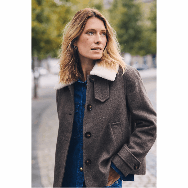 Part Two SylviaPW Casual Wool-Blend Jacket - Dark Walnut Melange
