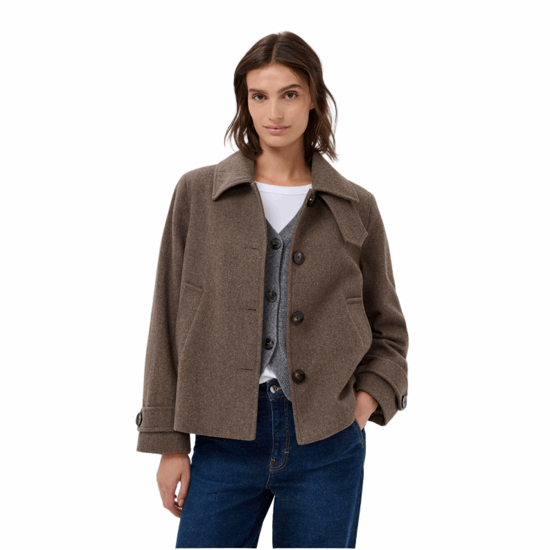Part Two SylviaPW Casual Wool-Blend Jacket - Dark Walnut Melange