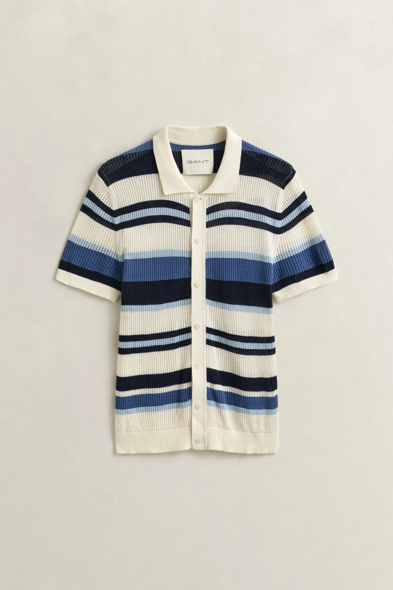 GANT Striped Polo Sweater in Vintage Blue 8040251