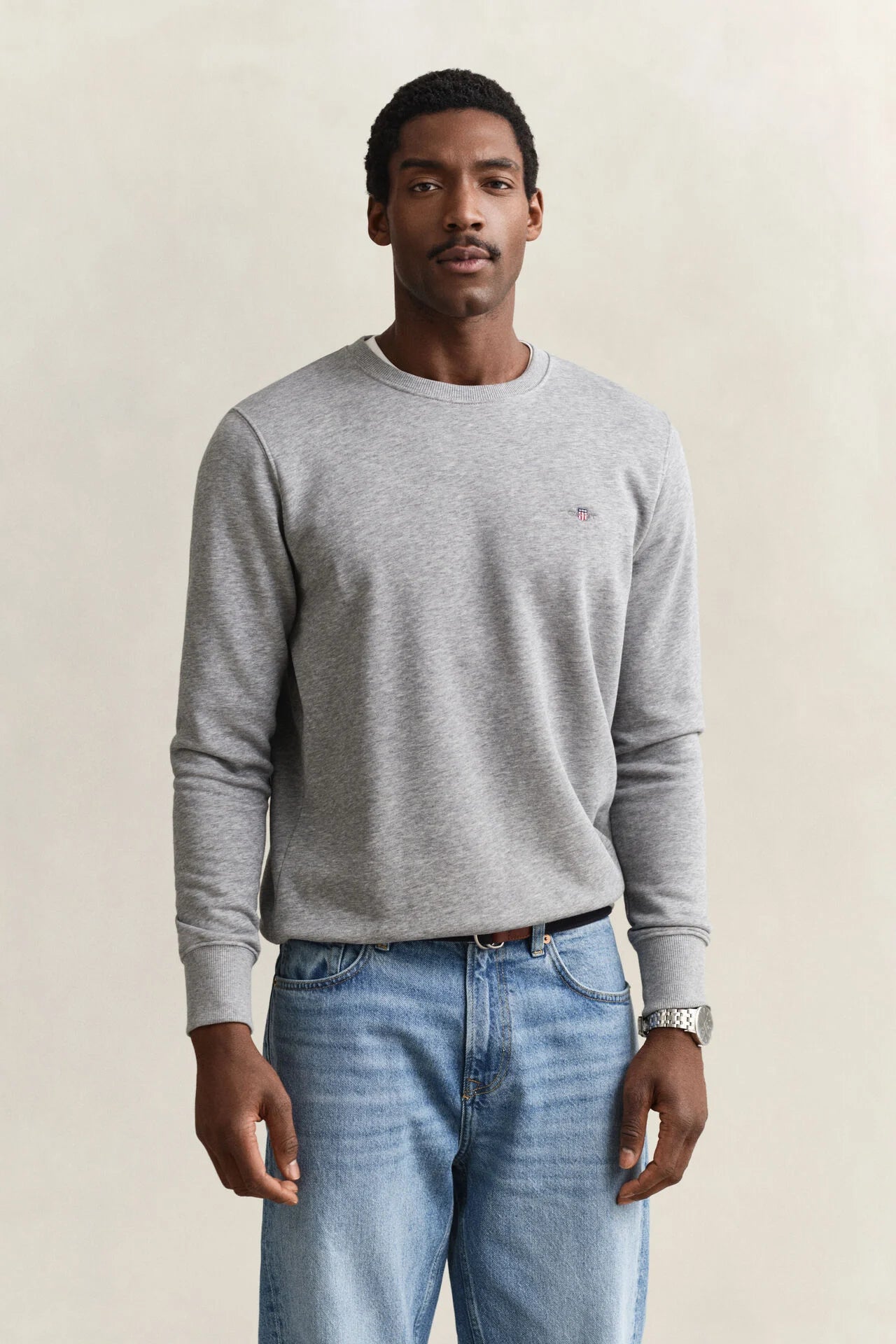 GANT Shield Crew Neck Sweatshirt in Grey Melange