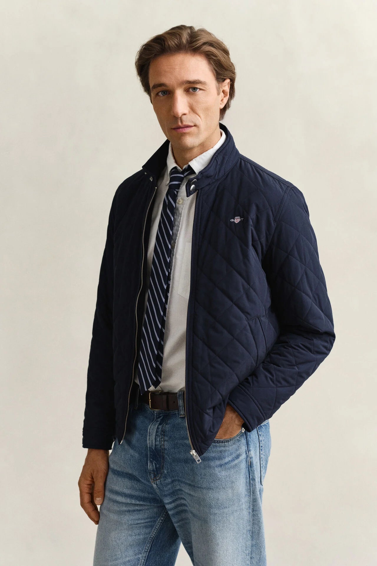 GANT Quilted Windcheater Jacket in Evening Blue