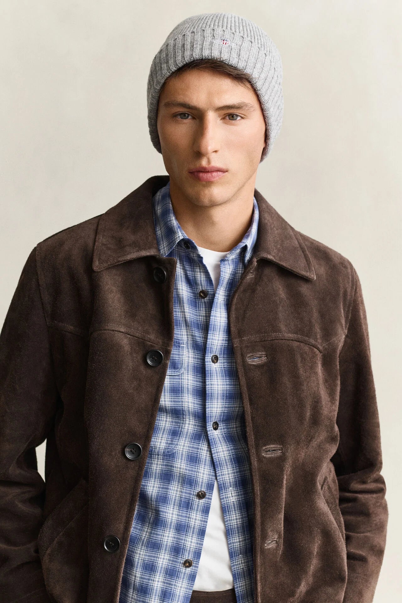 GANT Shield Wool Beanie in Grey Melange