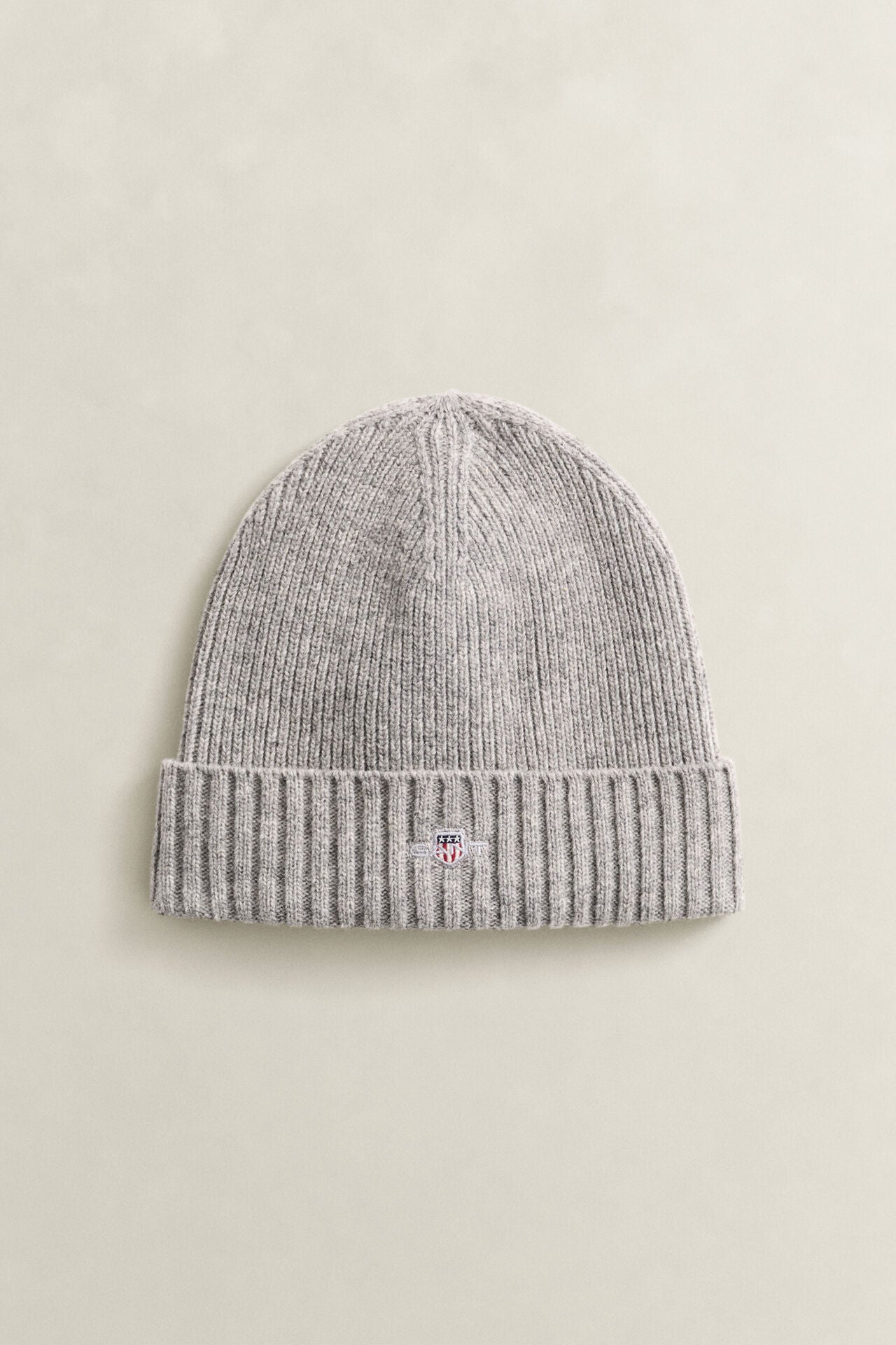 GANT Shield Wool Beanie in Grey Melange