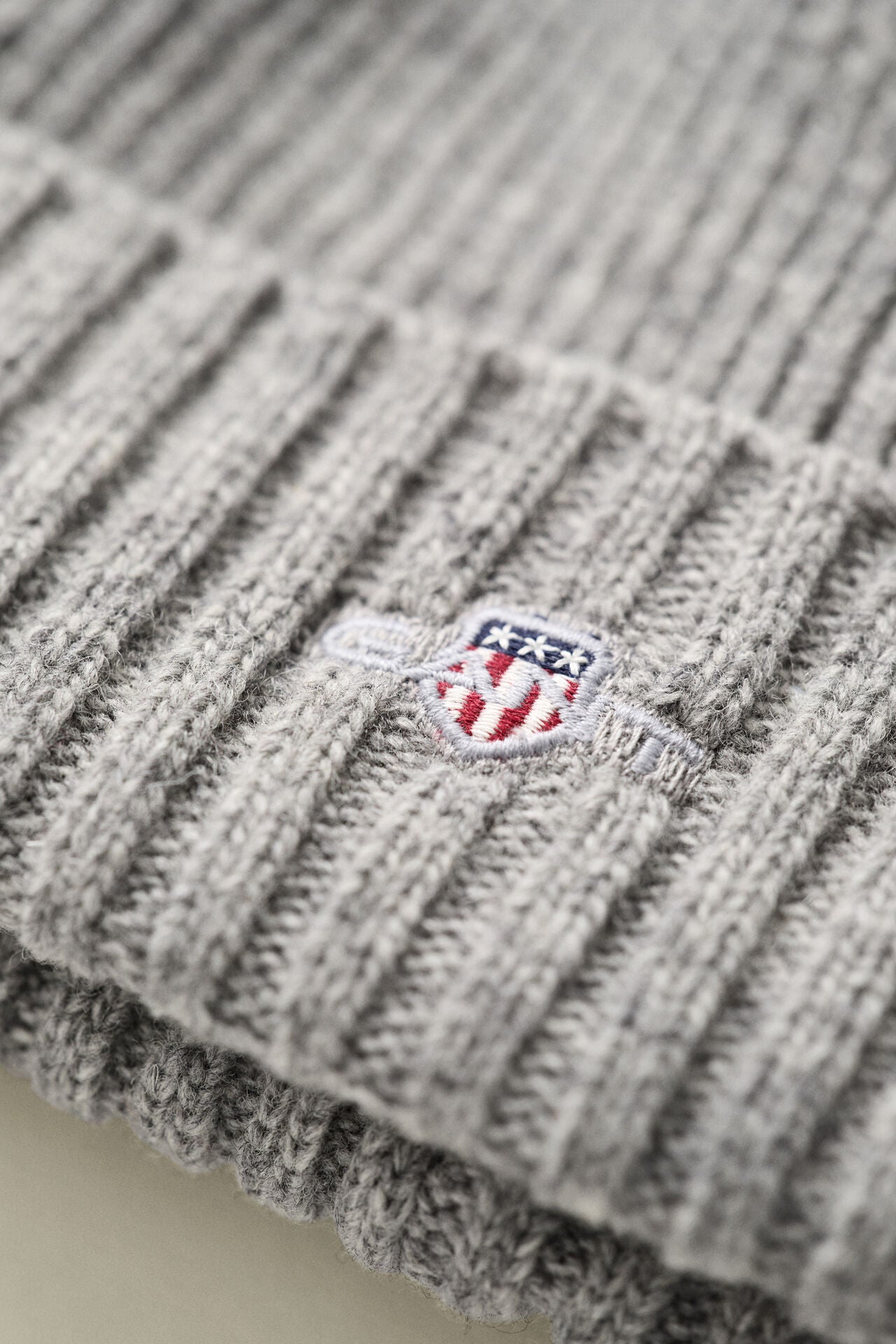 GANT Shield Wool Beanie in Grey Melange