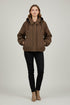 Brown plaid jacket with a hood on a white background
