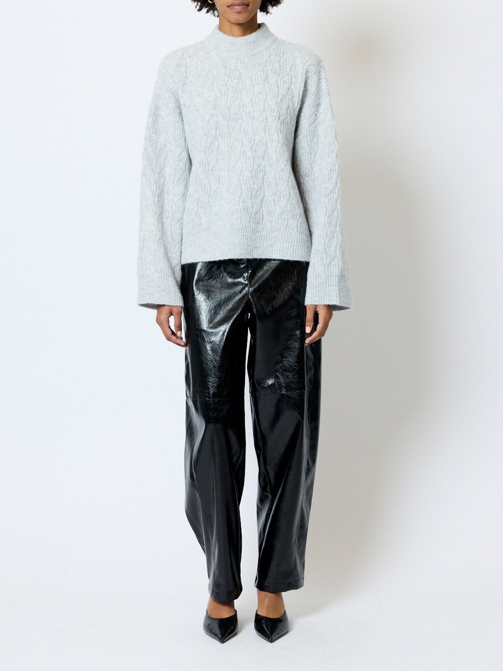 Womens French Connection Kezia Cable Twist Jumper In Soft Grey