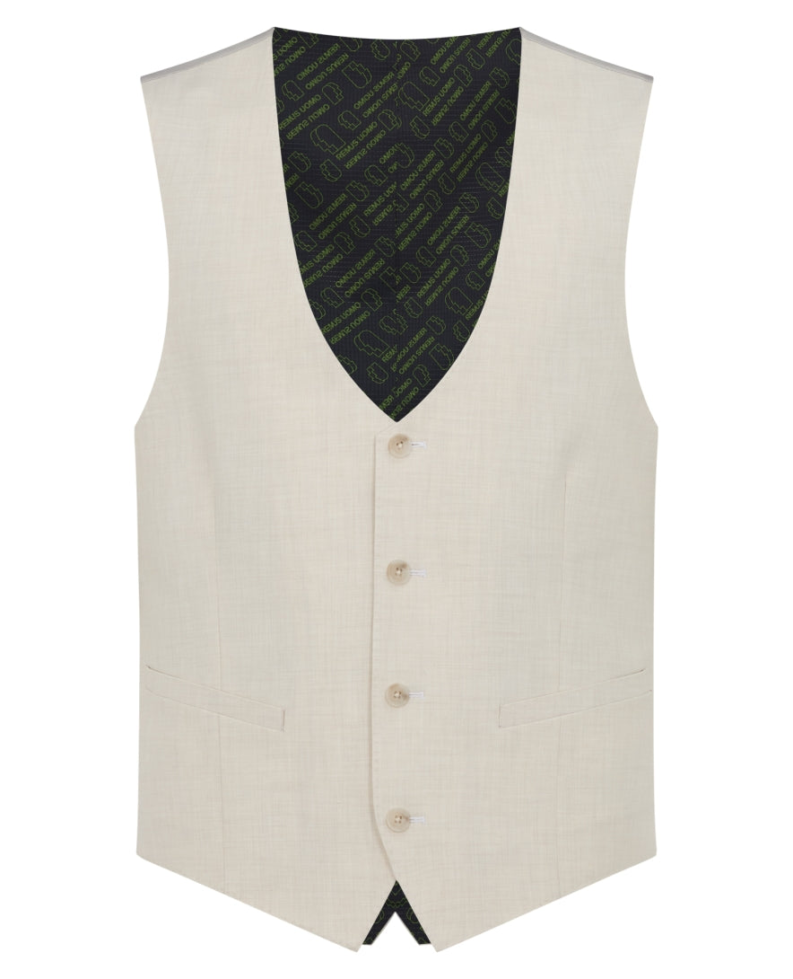 Remus Uomo Massa Slim Fit Stretch Suit Waistcoat Stone