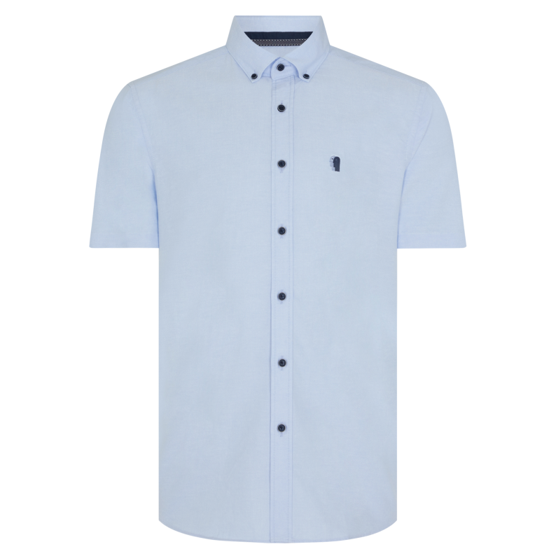 Remus Uomo Tapered Fit Oxford Cotton Short Sleeve Shirt 13600 Blue