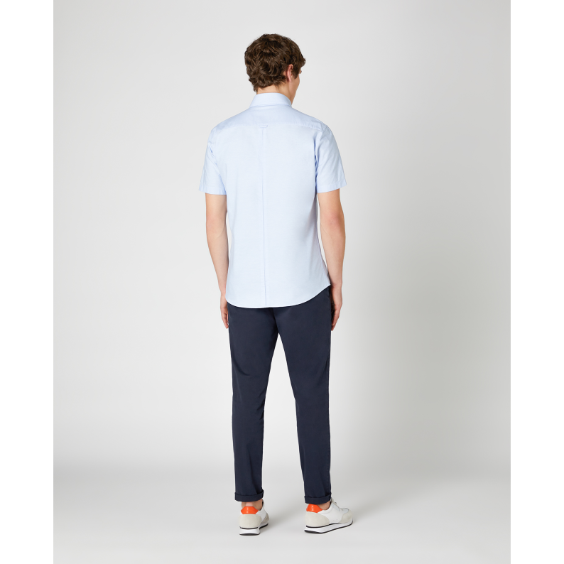 Remus Uomo Tapered Fit Oxford Cotton Short Sleeve Shirt 13600 Blue