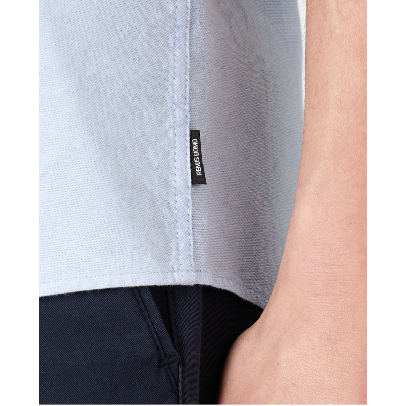 Remus Uomo Tapered Fit Oxford Cotton Short Sleeve Shirt 13600 Blue