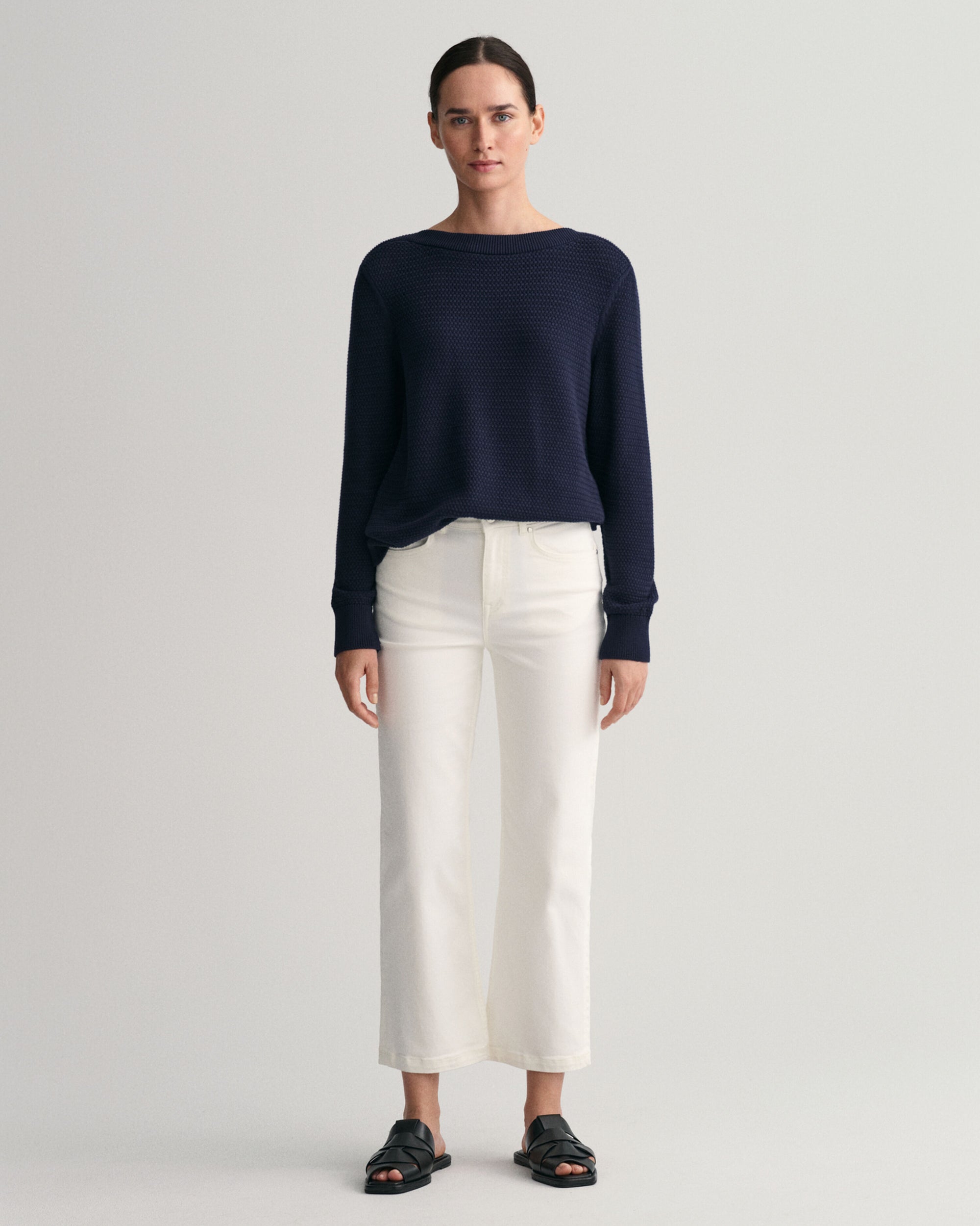 GANT Cropped Wide Leg Colour Jeans in Eggshell 0179