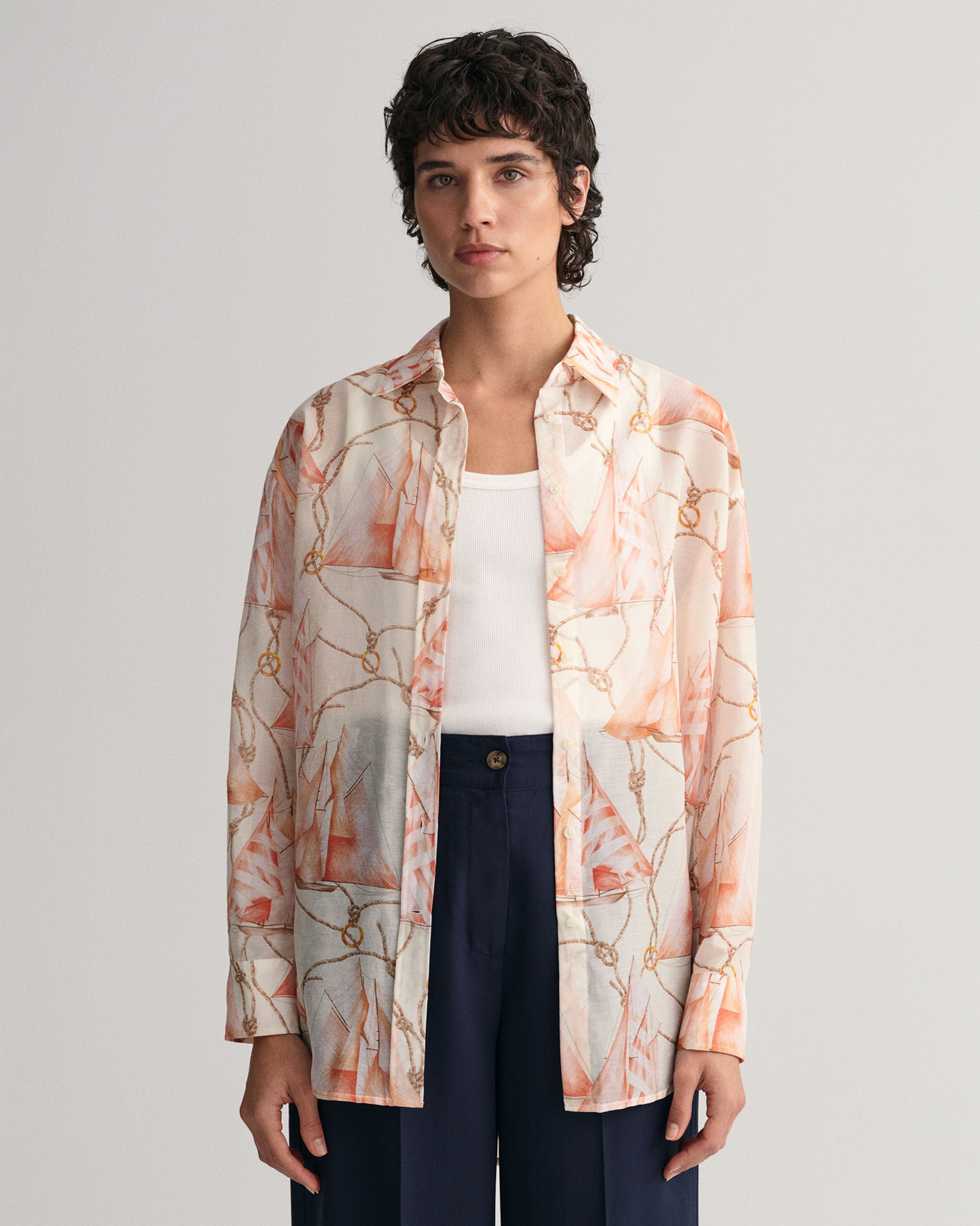GANT Sailing Print Silk Oversized Shirt 0183