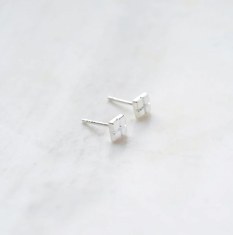 Daisy London CUBE STUD EARRINGS Sterling Silver ST05_SLV
