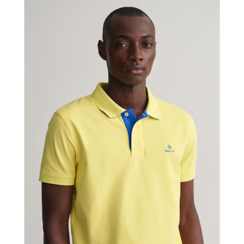 GANT Contrast Collar Piqué Polo Rugger Shirt 2052003 - Clear Yellow