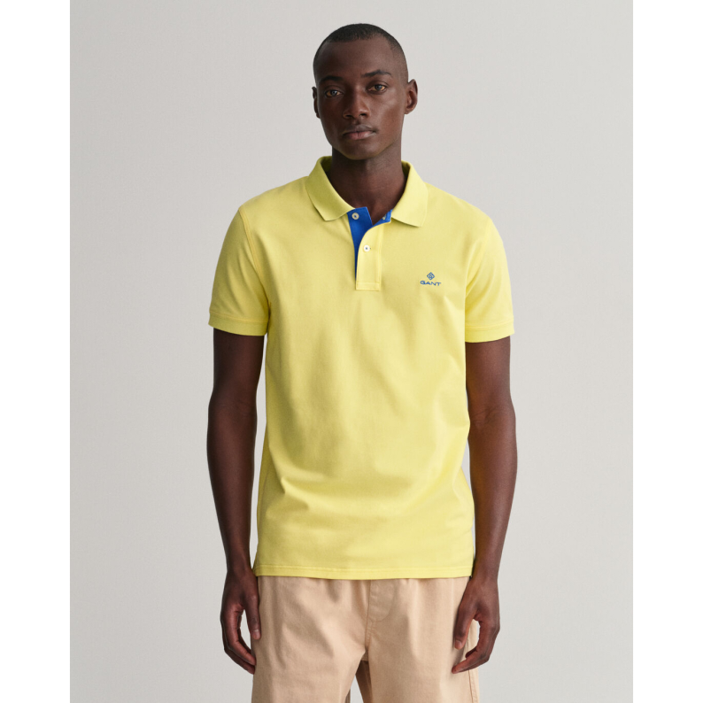 GANT Contrast Collar Piqué Polo Rugger Shirt 2052003 - Clear Yellow