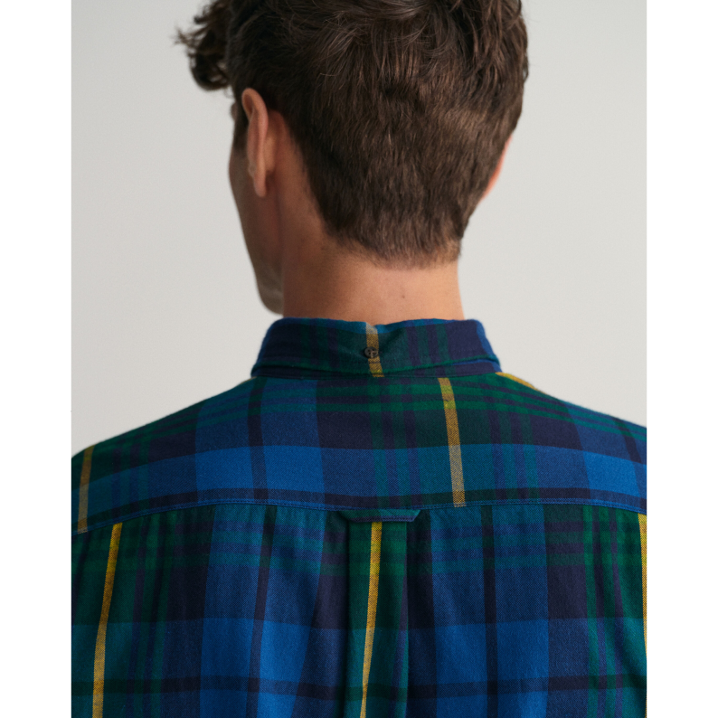 GANT Regular Fit Plaid Flannel Shirt 3230004 - Forest Green