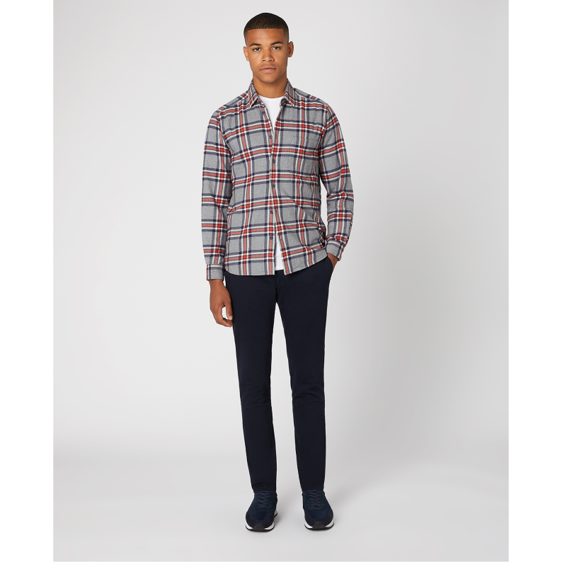 Remus Uomo Regular Fit Brushed Checked Cotton Shirt 13726 Parker Overshirt