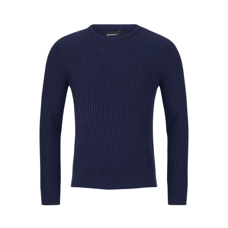 Remus Uomo Tapered Fit Wool-Blend Crew Neck Sweater 58673 - Dark Blue