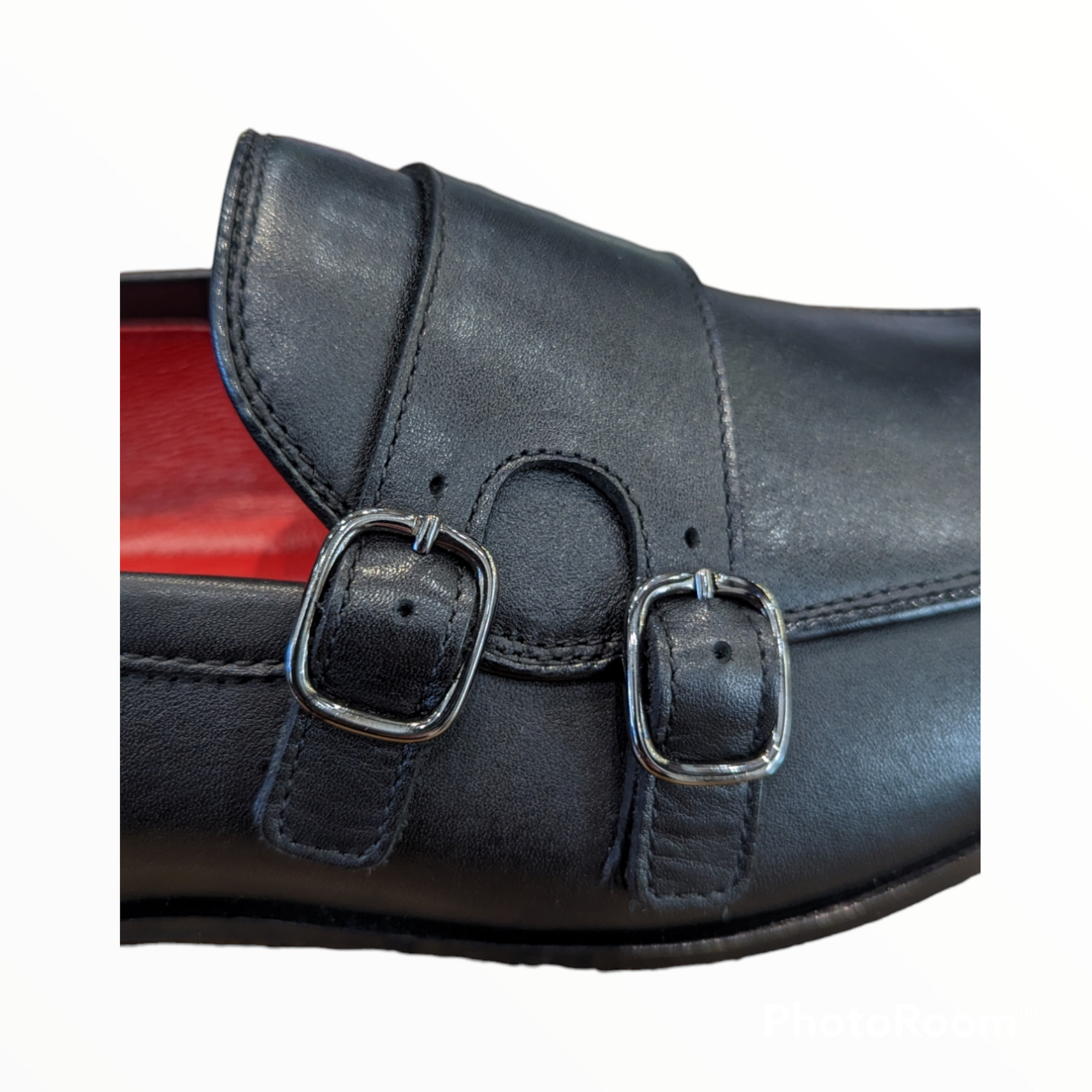 Lacuzzo Luxury Italian Leather Monk Shoe Wide Fit Black