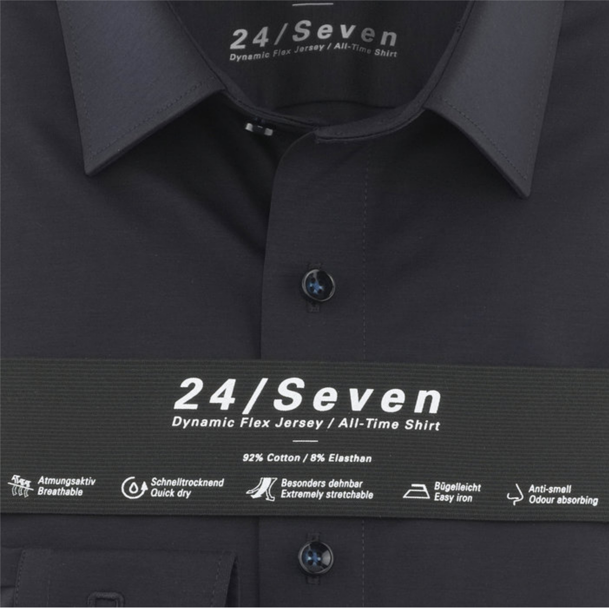 OLYMP Luxor 24/Seven Modern Fit Super 4 Way Stretch Shirt 1202 Midnight Blue