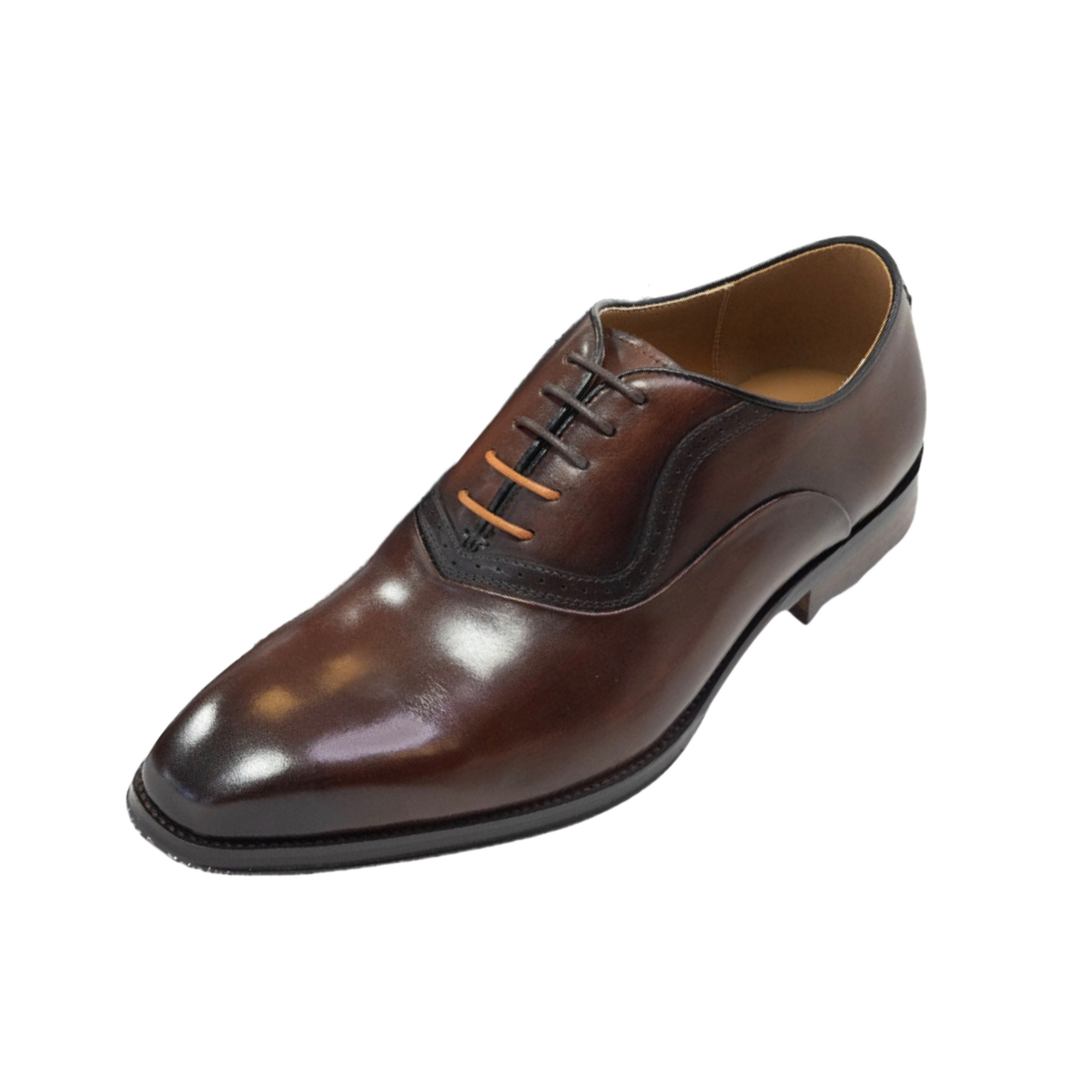 AZOR LA MODE Men&#39;s Geneva Leather Wing Tip Brogue Shoes - Brown