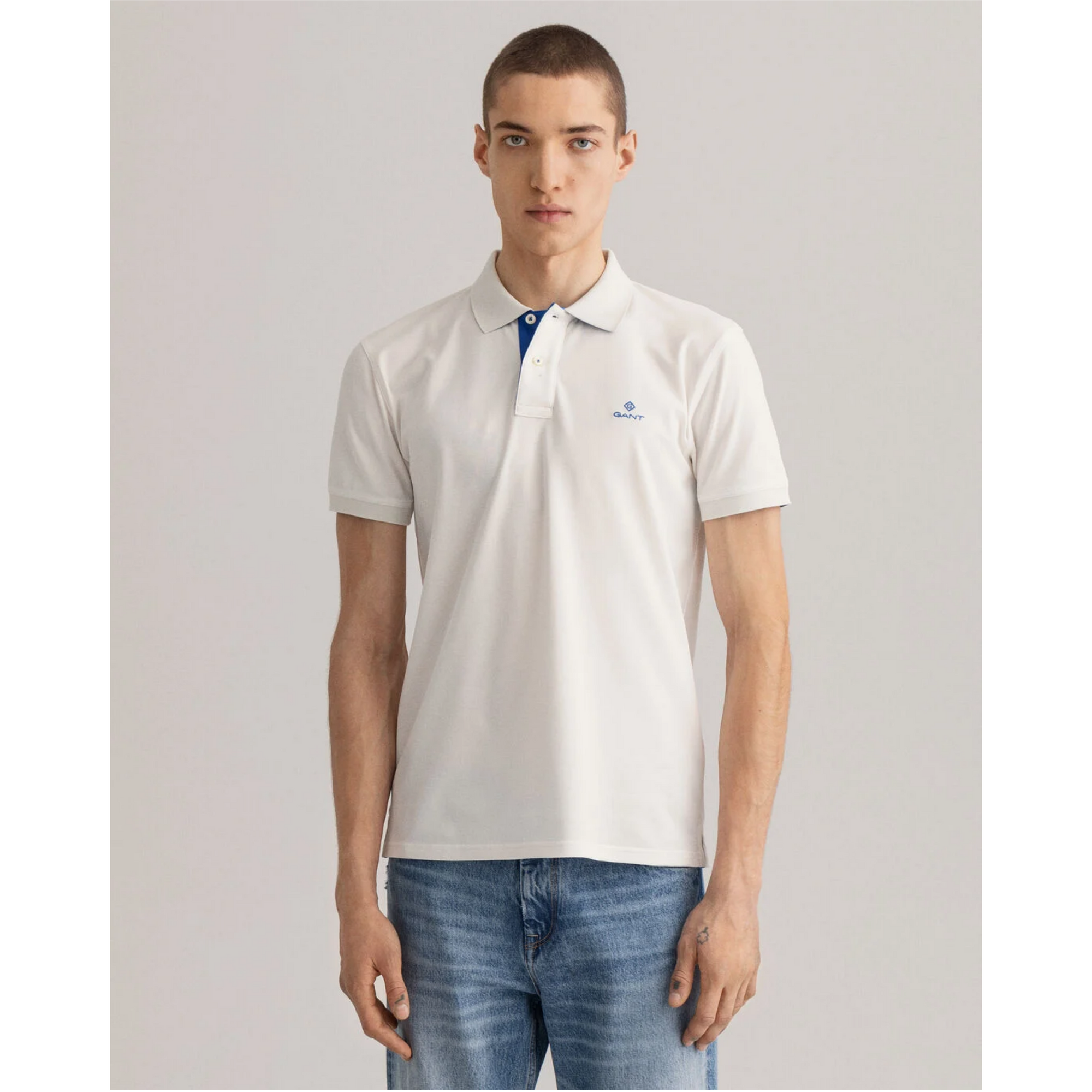 GANT Contrast Collar Piqué Polo Shirt Rugger 2052003 - Eggshell
