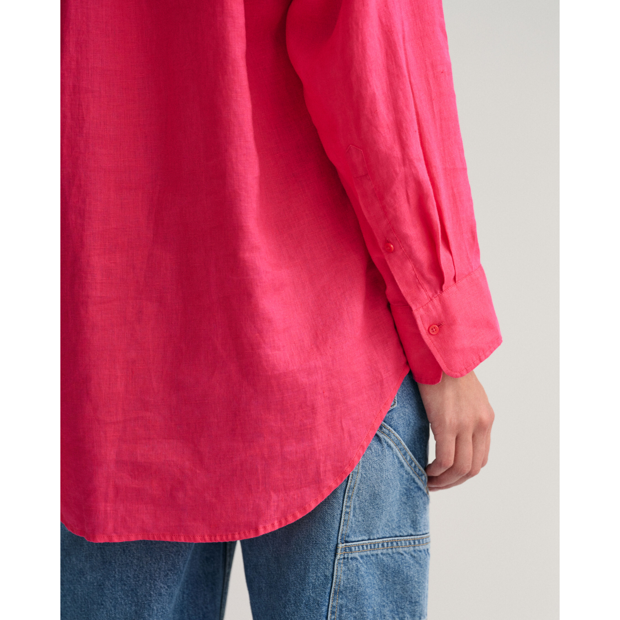 GANT Oversized Linen Shirt Magenta Pink 4300162
