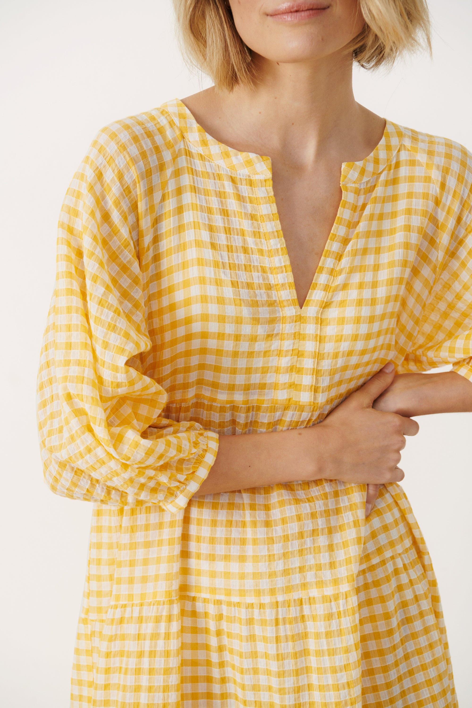Part Two Philine Gingham Amber Yellow Dress 6853