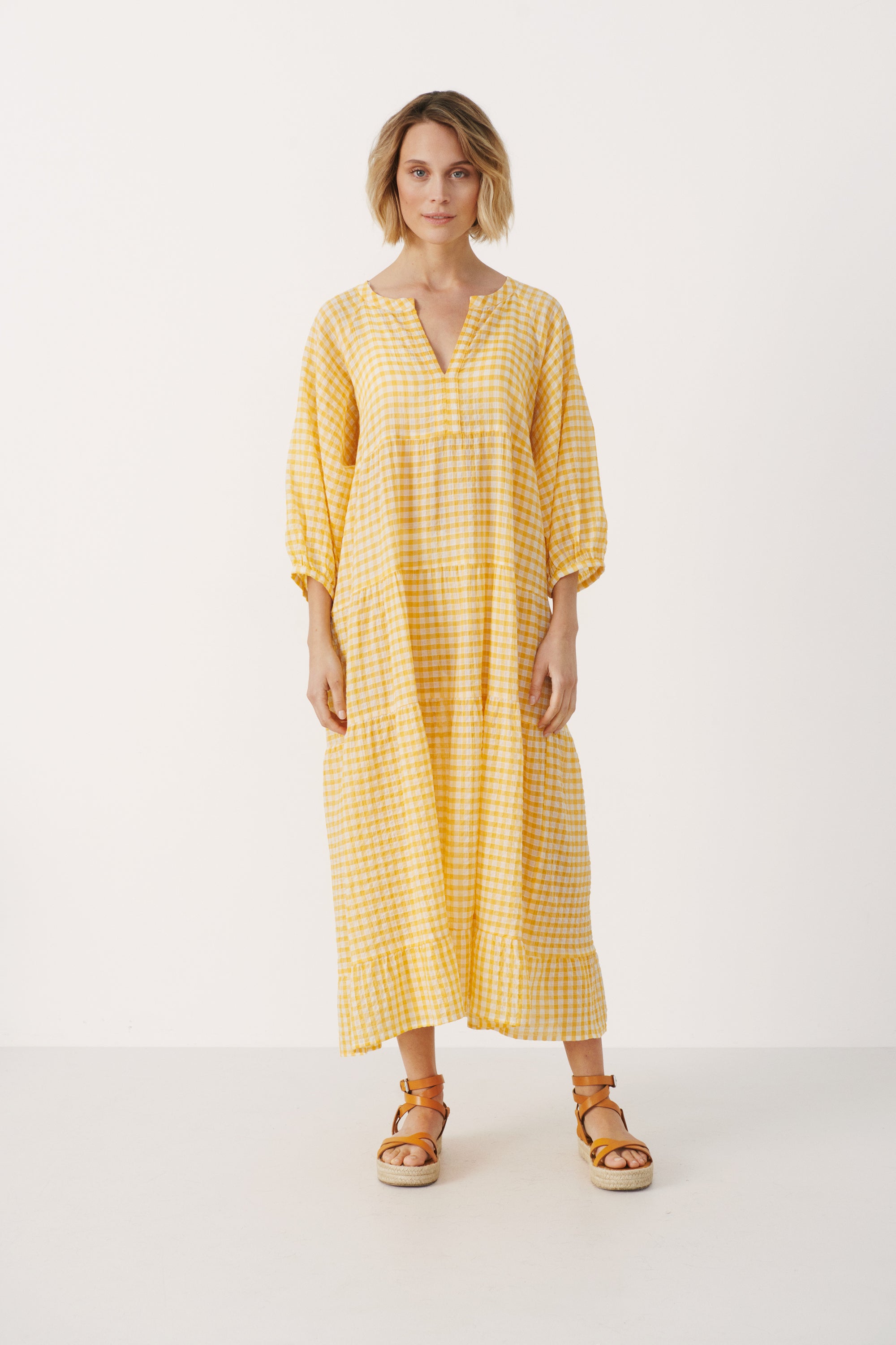 Part Two Philine Gingham Amber Yellow Dress 6853
