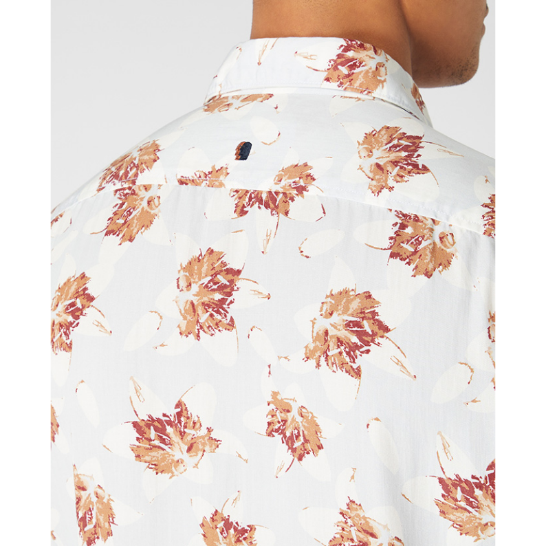 Remus Uomo Tapered Fit Large Leaf Print Short Sleeve Shirt 13747