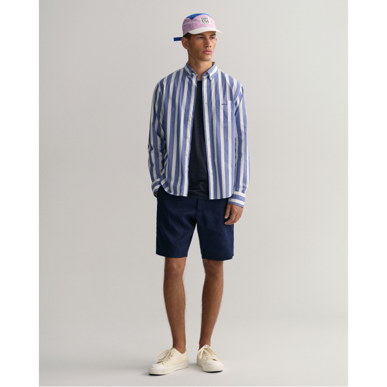 GANT Regular Fit Wide Striped Broadcloth Shirt 3230112 - College Blue