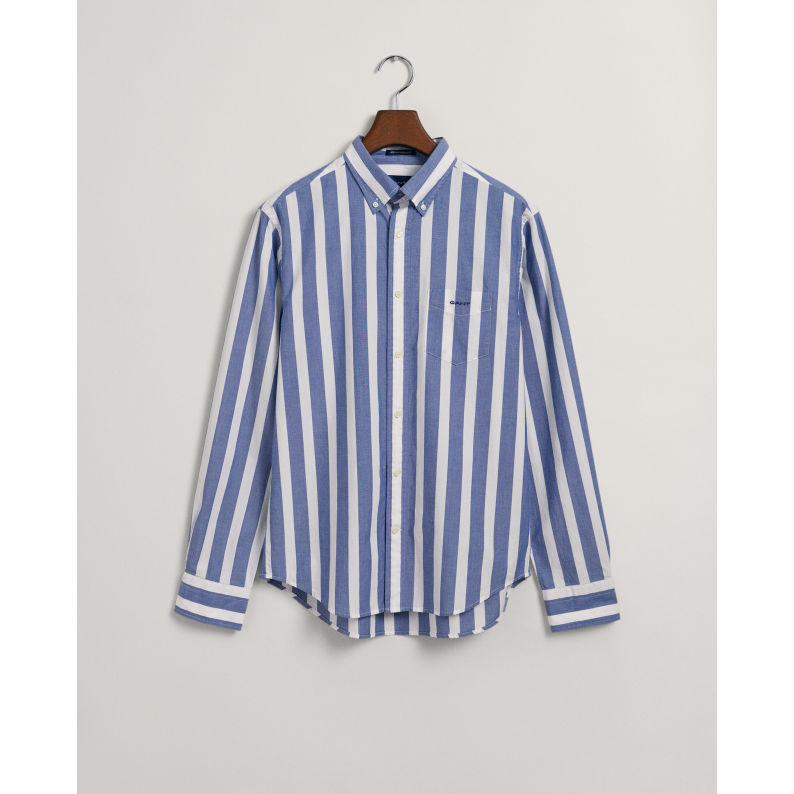 GANT Regular Fit Wide Striped Broadcloth Shirt 3230112 - College Blue