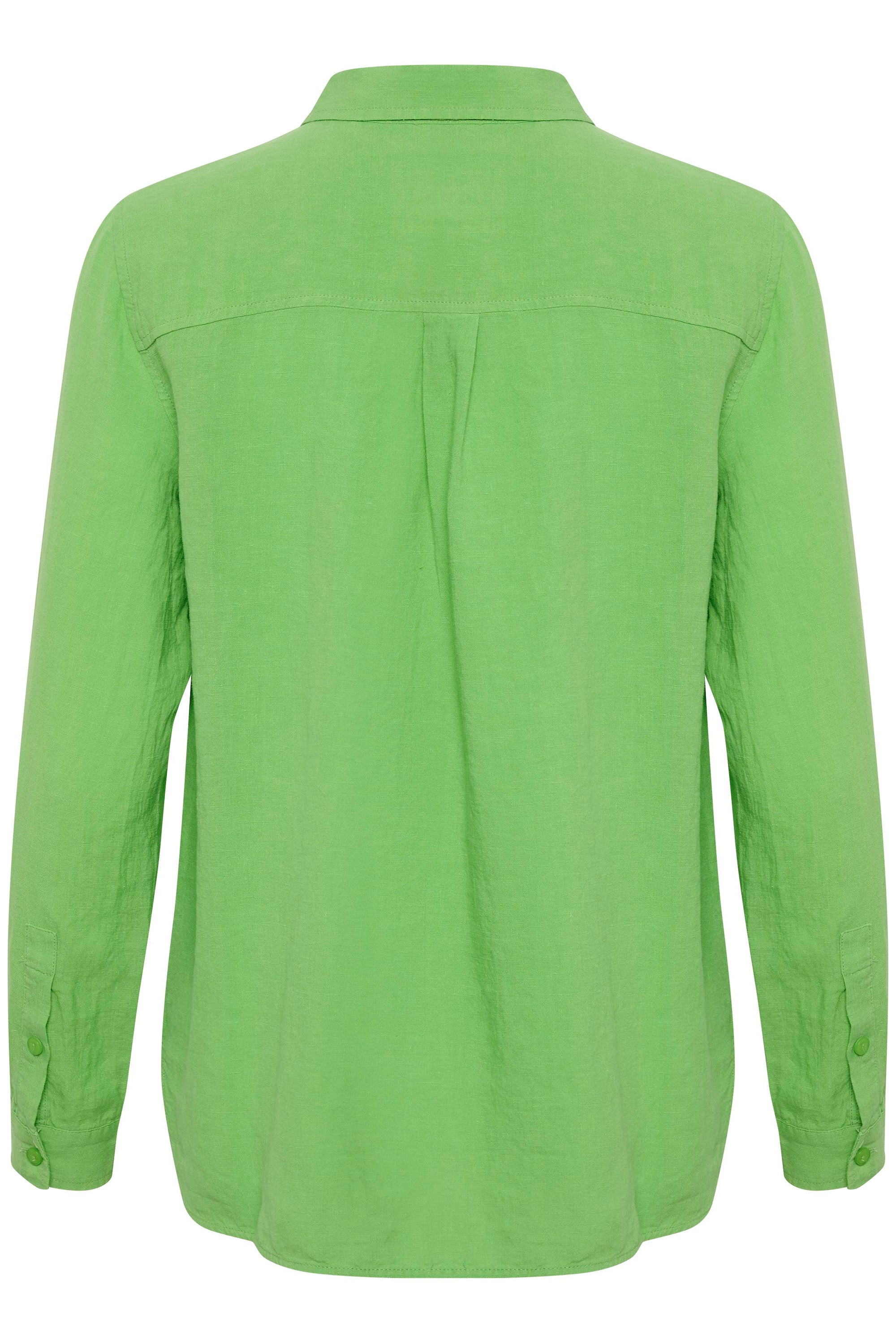 Part Two Kivas Long Sleeve Linen Shirt in Grass Green 6952