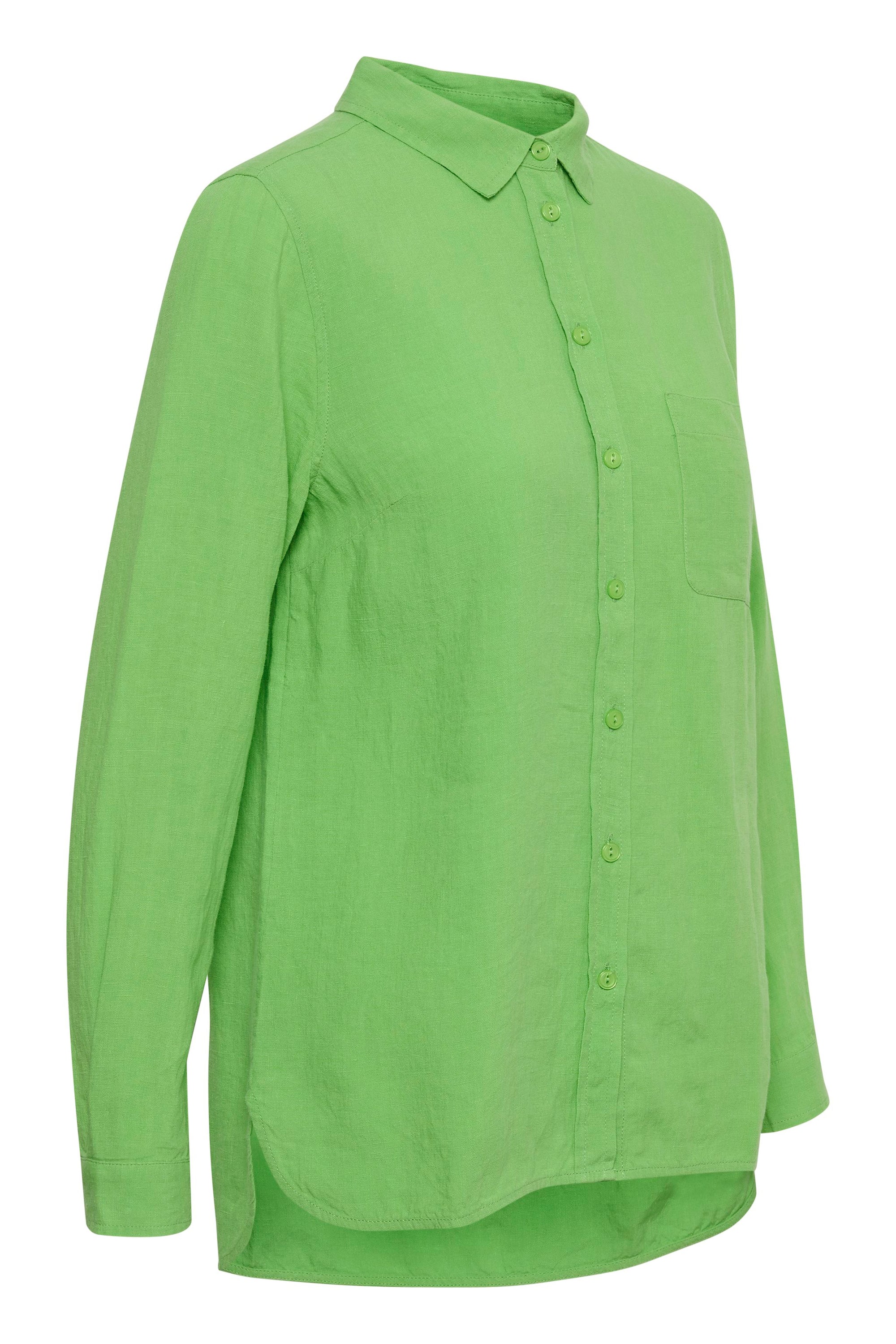 Part Two Kivas Long Sleeve Linen Shirt in Grass Green 6952