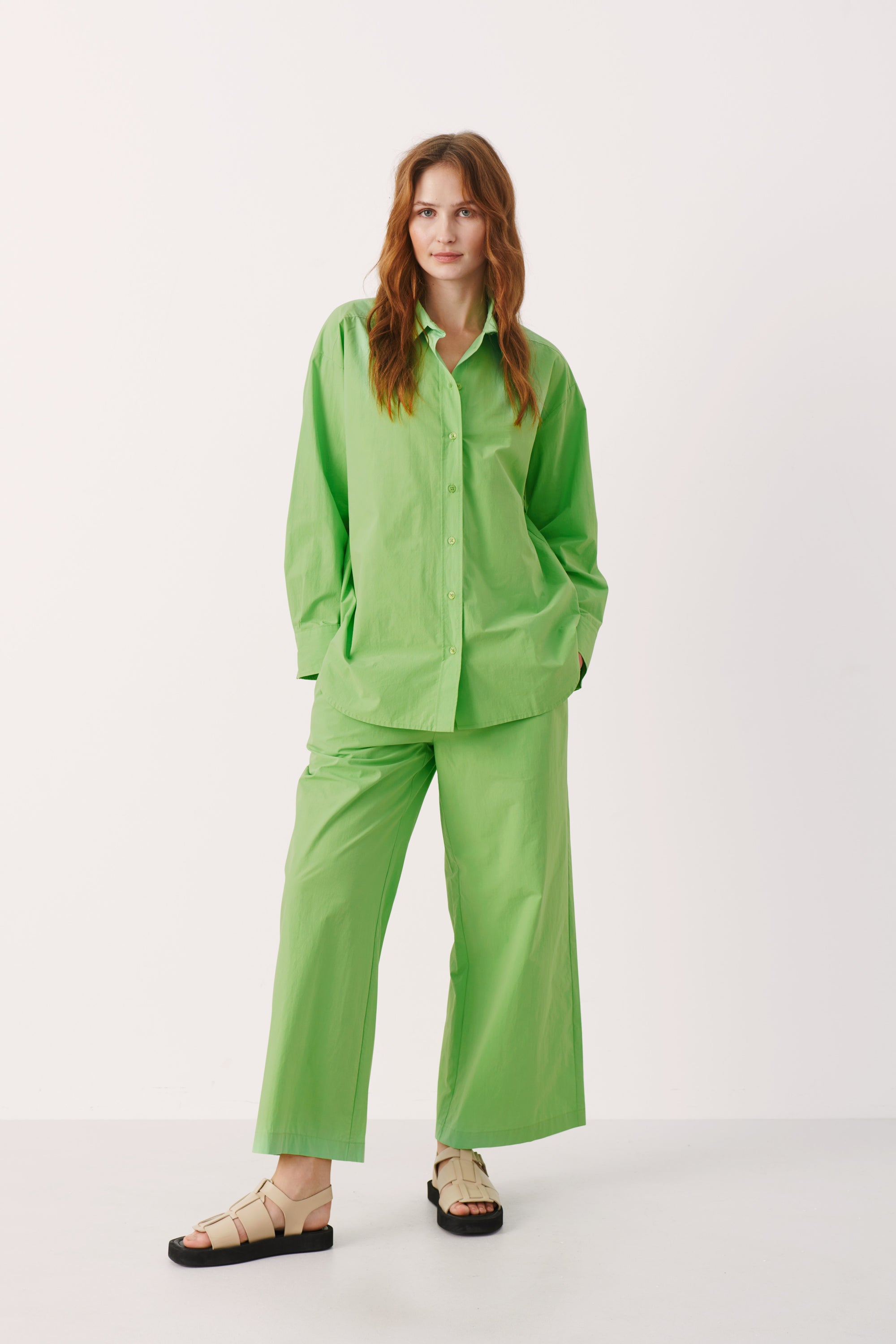 Part Two Savanna Shirt in Grass Green  7518
