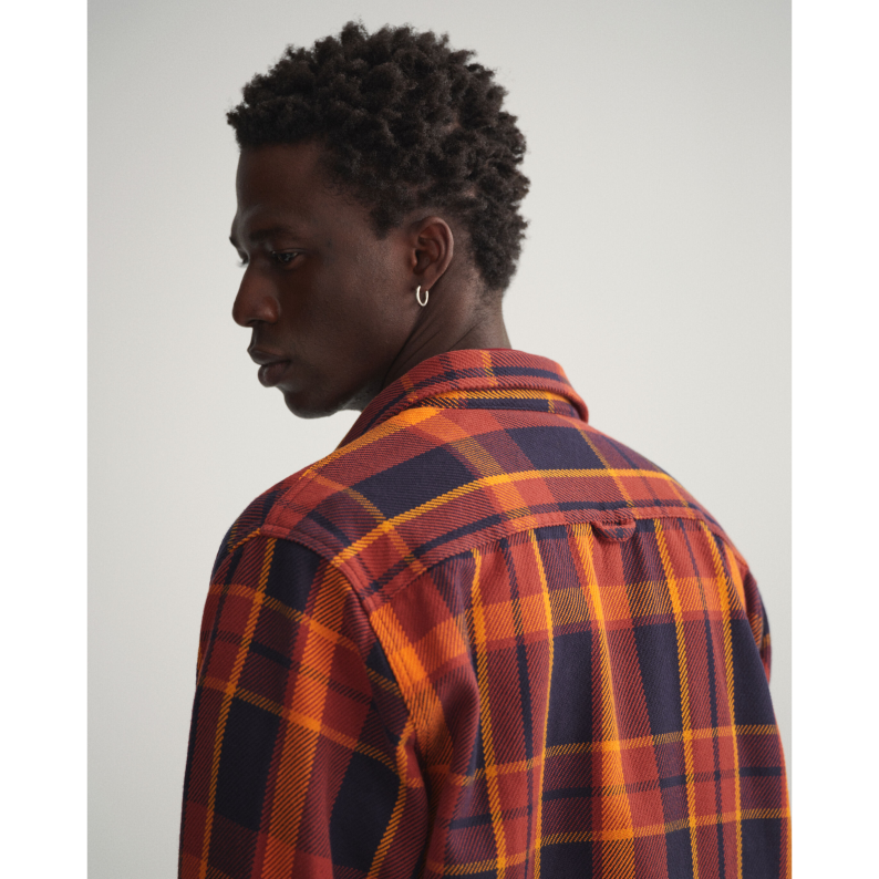 GANT Heavy Twill Check Overshirt Burgundy 3220064