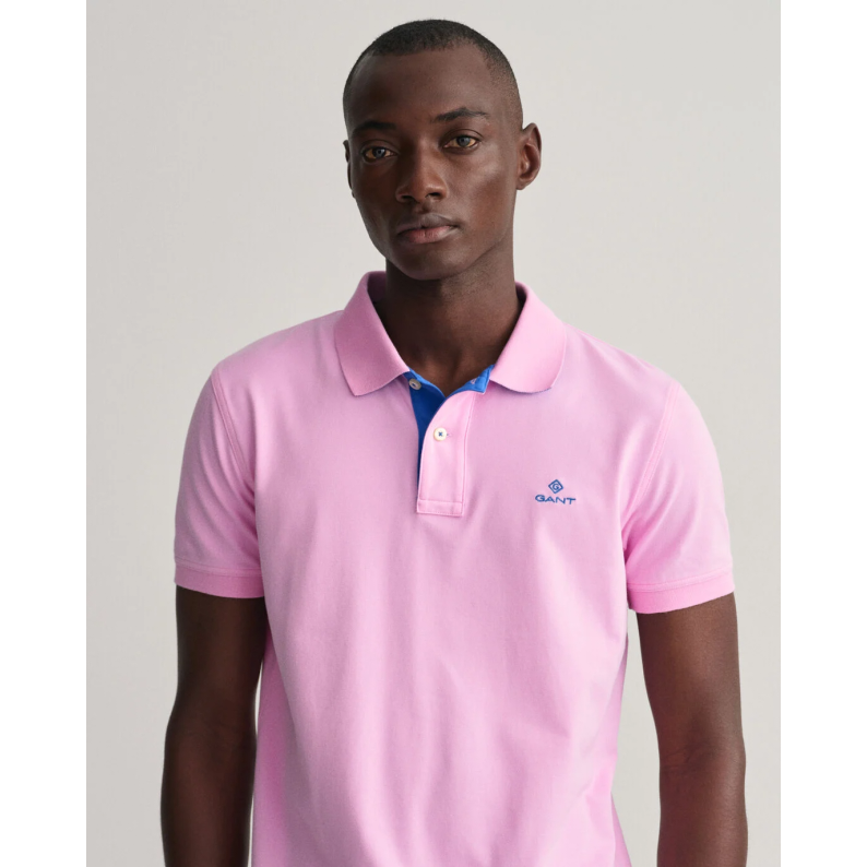 GANT Contrast Collar Piqué Polo Rugger Shirt 2052003 - Bright Pink