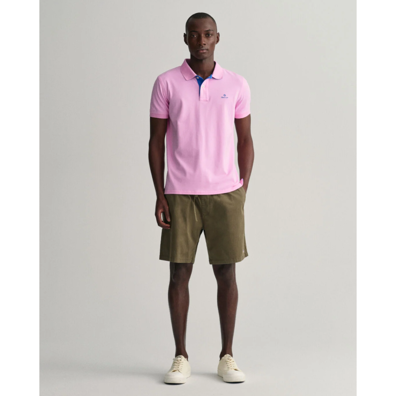 GANT Contrast Collar Piqué Polo Rugger Shirt 2052003 - Bright Pink