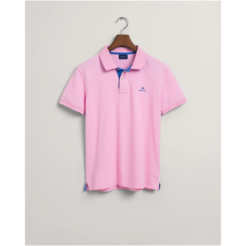 GANT Contrast Collar Piqué Polo Rugger Shirt 2052003 - Bright Pink