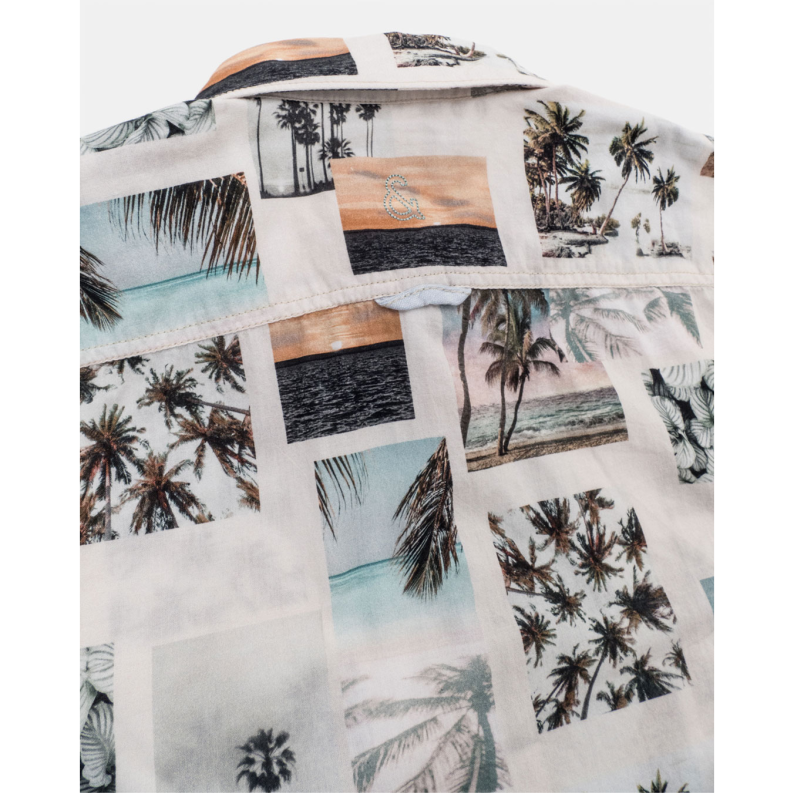 Colours &amp; Sons Short Sleeve Pure Cotton Shirt Postcards Print 9223-382