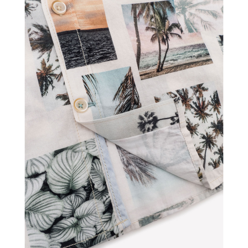 Colours &amp; Sons Short Sleeve Pure Cotton Shirt Postcards Print 9223-382