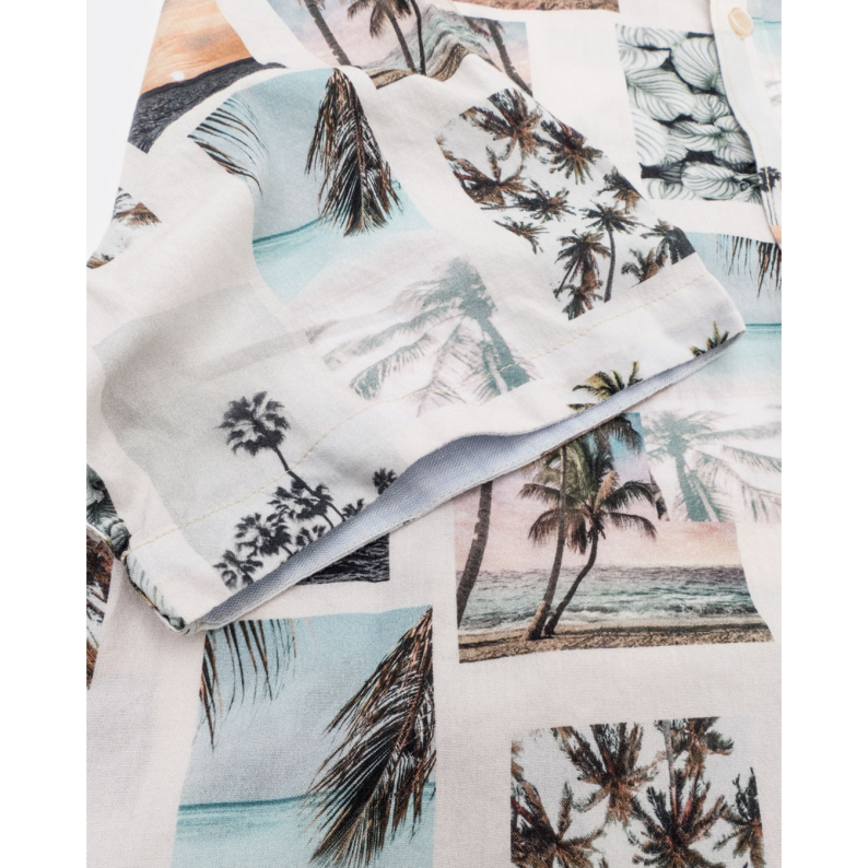 Colours &amp; Sons Short Sleeve Pure Cotton Shirt Postcards Print 9223-382