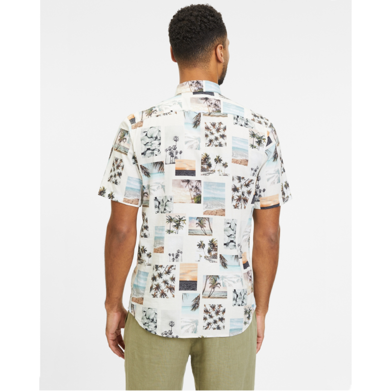 Colours &amp; Sons Short Sleeve Pure Cotton Shirt Postcards Print 9223-382