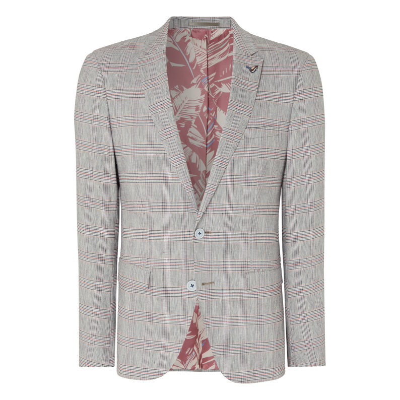 Remus Uomo Men's Slim Fit Linen-Blend Lightweight Stretch Jacket