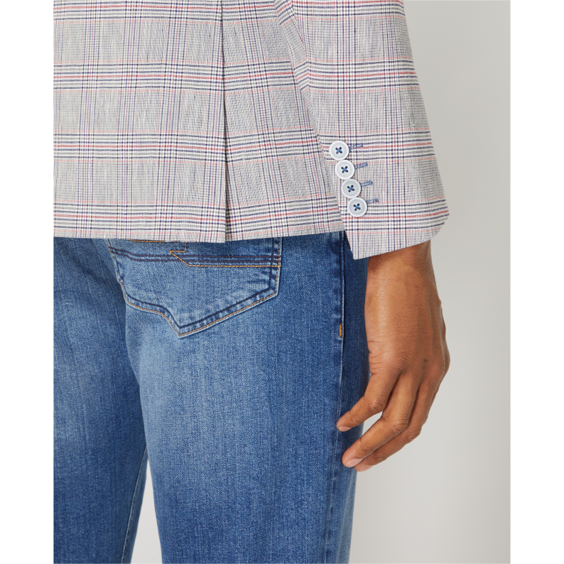 Remus Uomo Men's Slim Fit Linen-Blend Lightweight Stretch Jacket