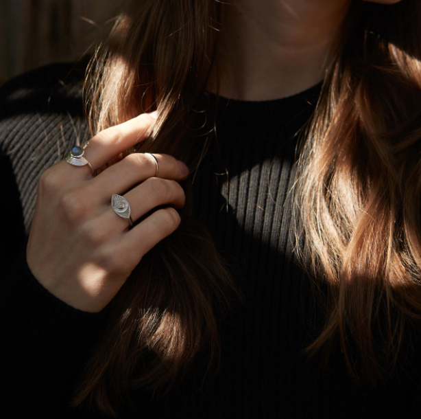 Rachel Entwistle Interstellar Silver Ring with Labradorite
